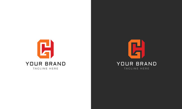 Monogram logo c h ch hc g gh hg cursive red orange luxury logo template for gym sport masculine bussines