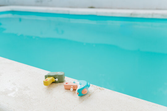 Water guns by the pool