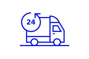 24-hour delivery illustration in flat style design. Vector illustration.	