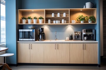High-Tech Startup Office: Sleek Kitchenette & Coffee Bar Ideas for Convenience