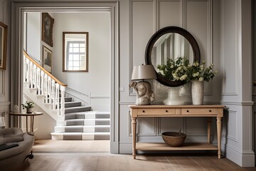 Elegant Georgian Townhouse: Statement Mirror in Entrancing Entryway