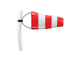 windsock icon on wind direction indicating icon 3d rendering vector illustration