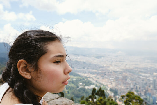 young girl looking at the scenery