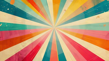 Retro sunburst background with vibrant colors and light rays