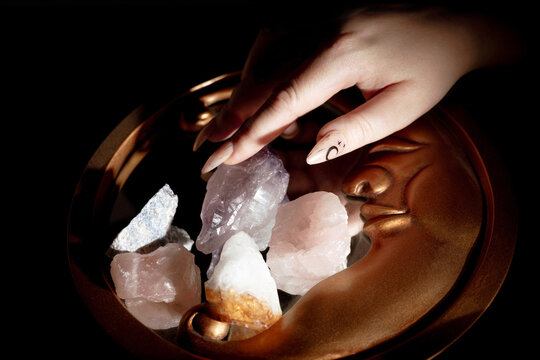 Overhead View of Crystals on a Tray