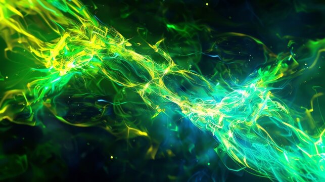Electric lime green and digital cyan, vibrant energy flow