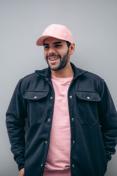 Bearded Man Wearing Pink and Black