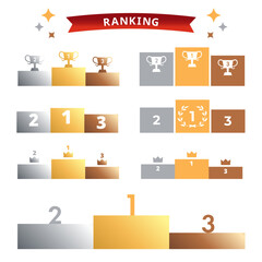 表彰台のイラストセット