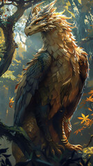 Fototapeta premium Discover a world teeming with mythical beasts from the noble dragons to the wise griffins a celebration of legends