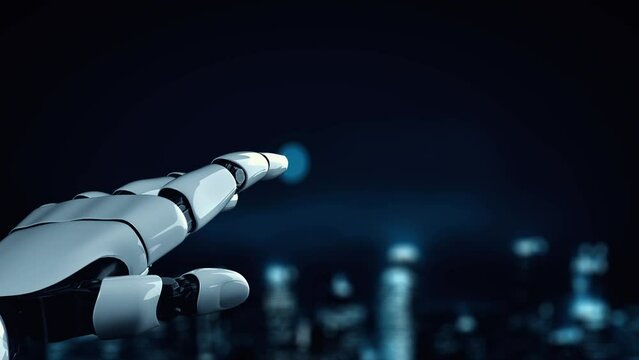 XAI Futuristic robot artificial intelligence enlightening AI technology development and machine learning concept. Global robotic bionic science research for future of human life. 3D rendering graphic.