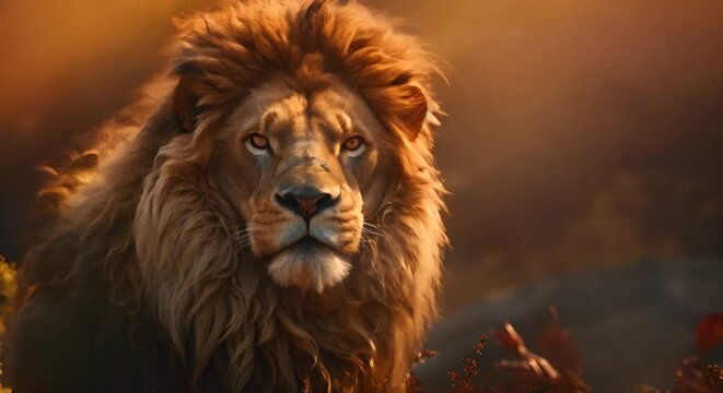 Majestic wildlife portrait, blurred natural setting for text