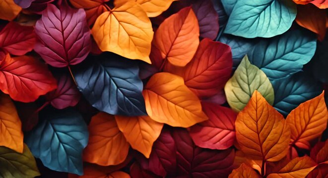 Colorful autumn leaves, detailed texture with overlay space