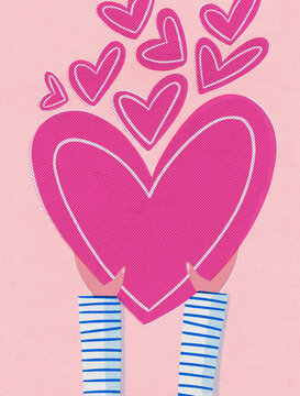 Sharing love. Hands giving a heart, concept illustration