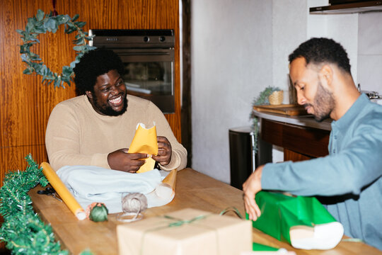 Male friends spending time together on christmas day
