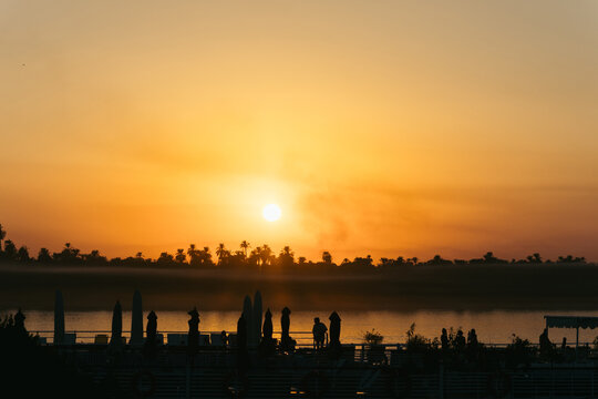 Sunset on the Nile River, Egypt.