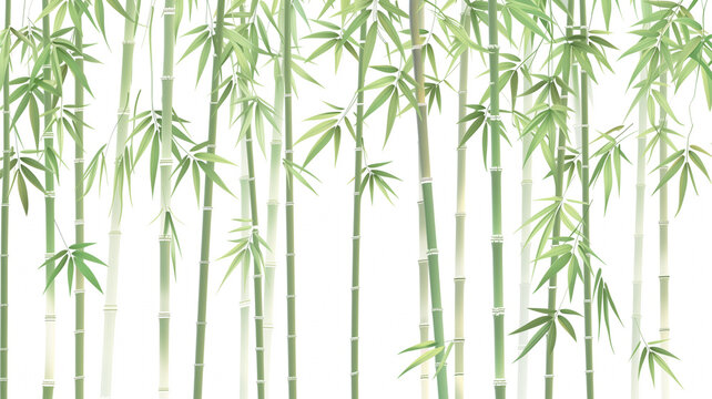 A row of bamboo trees with a white background
