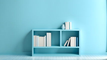 Scholarly 3D Blue Shelves Bookcase Perfect for Academic Setting and World Book Day Celebration