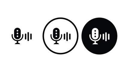 icon microphone black outline for web site design 
and mobile dark mode apps 
Vector illustration on a white background