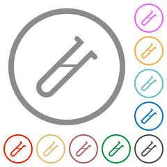 Test tube flat icons with outlines