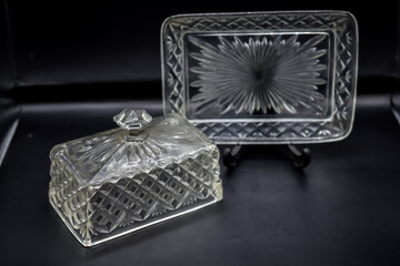 Cut glass butter dish