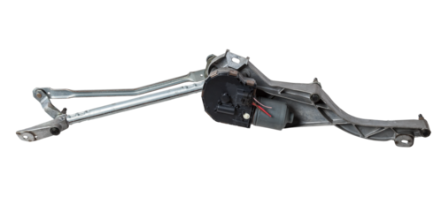 Wiper mechanism with electric motor - with a reducer that returns the brushes to their place, as well as the levers and the brushes themselves, operate with a washer that provides water to the glass.