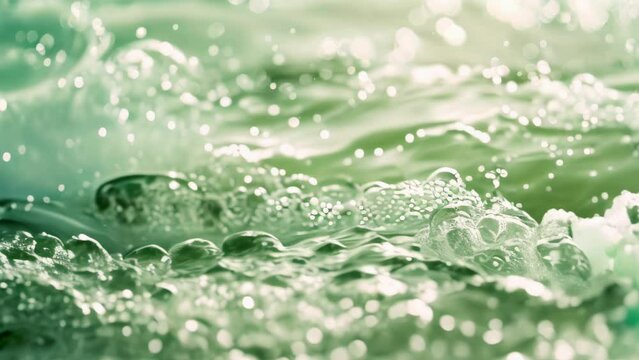 Closeup of mint green water transparent clear