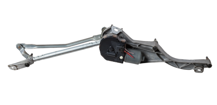 Wiper mechanism with electric motor - with a reducer that returns the brushes to their place, as well as the levers and the brushes themselves, operate with a washer that provides water to the glass.