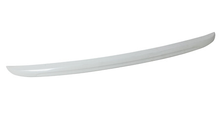 Black plastic spoiler for installation on the trunk lid of a car for tuning on a white isolated...