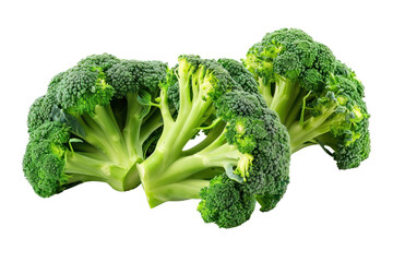 Broccoli: A cancer-fighting vegetable. Rich in vitamins C, K and fiber. Helps strengthen the immune system, nourish bones and the digestive system. isolated on white background.