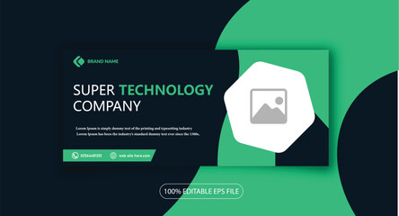 Super Technology company web banner facebook page cover photo social media design template