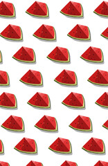 Wallpaper of watermelon motifs on white background