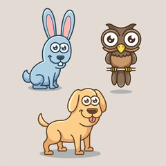 Cartoon Farm barn domestic animal for education kids children vector design art