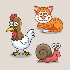 Cartoon Farm barn domestic animal for education kids children vector design art