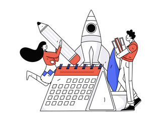 Education and learning people flat vector concept hand drawn illustration
