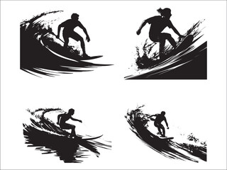 New Surfing silhouette bundle set 