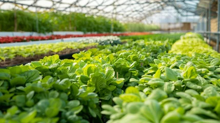 Fotobehang Hydroponic farms inside versus traditional crops outside © kitidach
