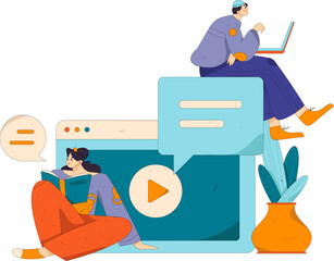 Education and learning people flat vector concept hand drawn illustration
