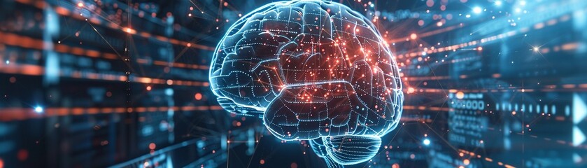 Artificial intelligence analyzing human brain activity and animal behavior patterns - obrazy, fototapety, plakaty
