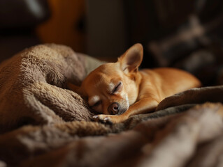 잠자는 갈색 단모 치와와