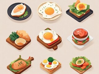 set of icons food Generative AI