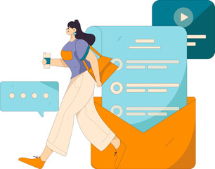 Flat vector illustration of business people operating work scene
