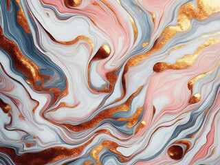 Obraz premium abstract background with waves, marble background texture with black, white, pink, golden pattern, gold metallic surface, wall art for home decor, wallpaper for cellphone, smart mobile phone