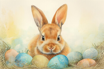 Fototapeta na wymiar Easter Bunny: delicate shades