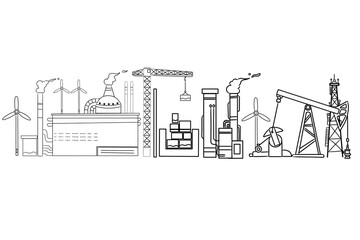 Fototapeta premium Illustrations of industrial, factory and mining activities