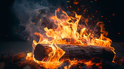 Obraz premium Illustration of bonfire at night