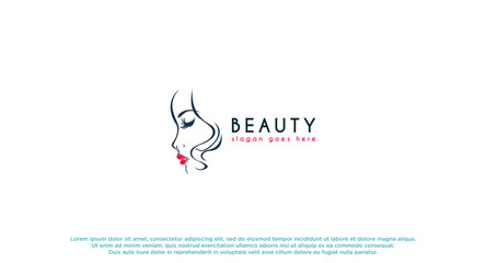 Woman face logo design vector illustration. Woman face suitable for beauty and cosmetic company logos.