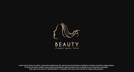 Woman face logo design vector illustration. Woman face suitable for beauty and cosmetic company logos.