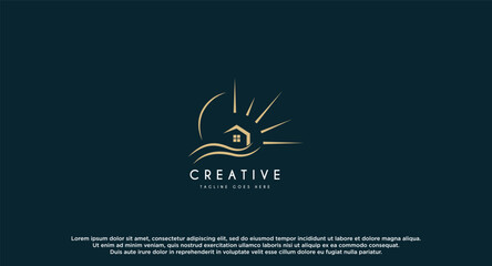 Beach and House Logo in Vector