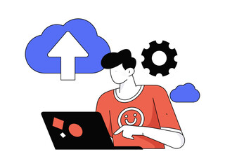 Flat vector illustration of business people operating work scene
