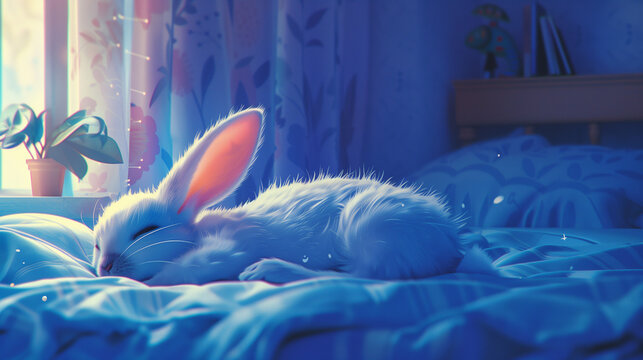 잠자는 하얀 토끼